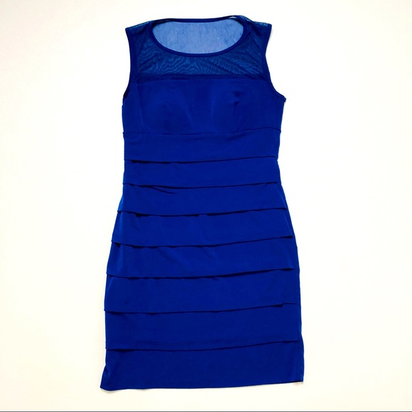 Valerie Bertinelli Dresses & Skirts - Valerie Bertinelli Blue Sleeveless Layered Stretch Sheath cocktail mesh Dress 6
